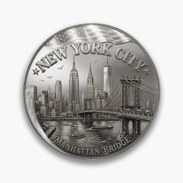 Item preview, Silver New York City Manhattan Bridge Magnet designed and sold by SybilDog.