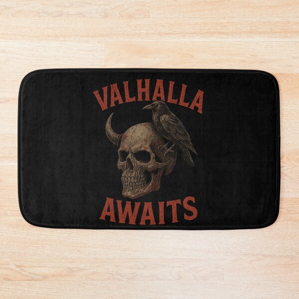Item preview, Valhalla Awaits Viking Horned Skull Norse Raven designed and sold by Mythborn Saga.