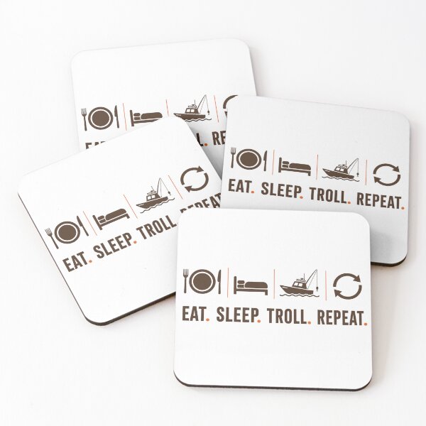 Item preview, Eat Sleep Troll Repeat Fishing Shirt | Funny Angler Routine Tee designed and sold by ZorviqueStudio.