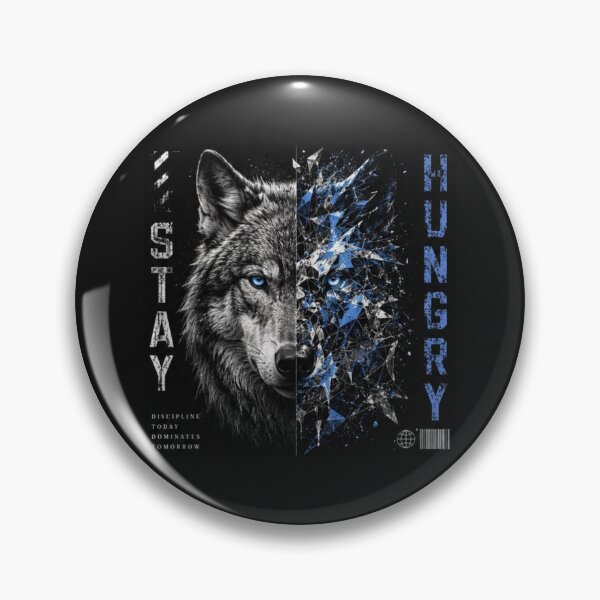 Item preview, Stay Hungry Wolf Graphic Tee | Cyber Wolf Streetwear Art | Blue Eye Alpha Mindset Design designed and sold by Emoji Emblems.