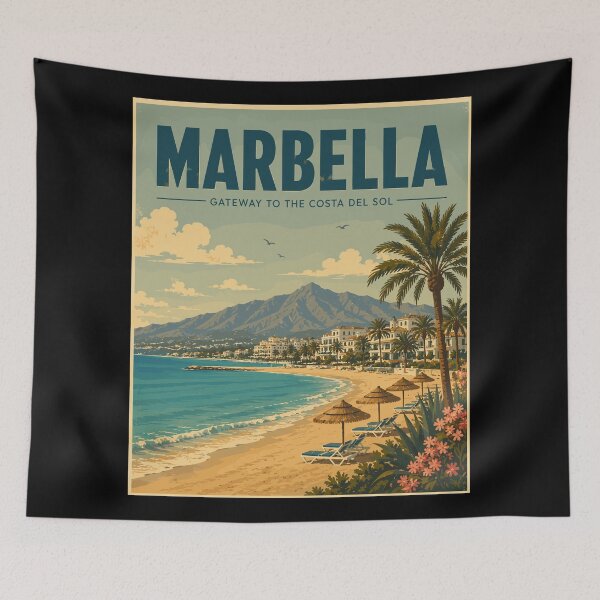 Item preview, Marbella (Andalusia) in Spain, Vintage Art Travel Landscape designed and sold by MaateoDesign.