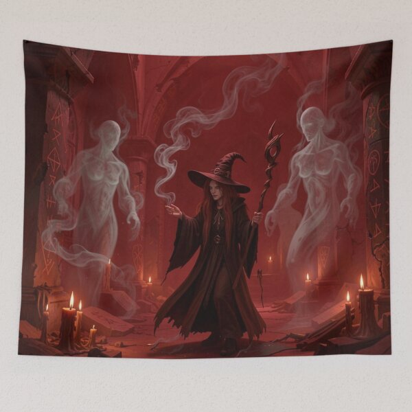 Item preview, magnific__ancient-temple-interior-bathed-in-crimson-candleli designed and sold by tim tal.