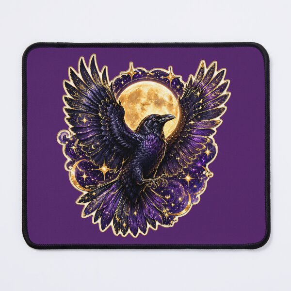 Item preview, Celestial Raven Sticker Full Moon designed and sold by BullesDePixels.