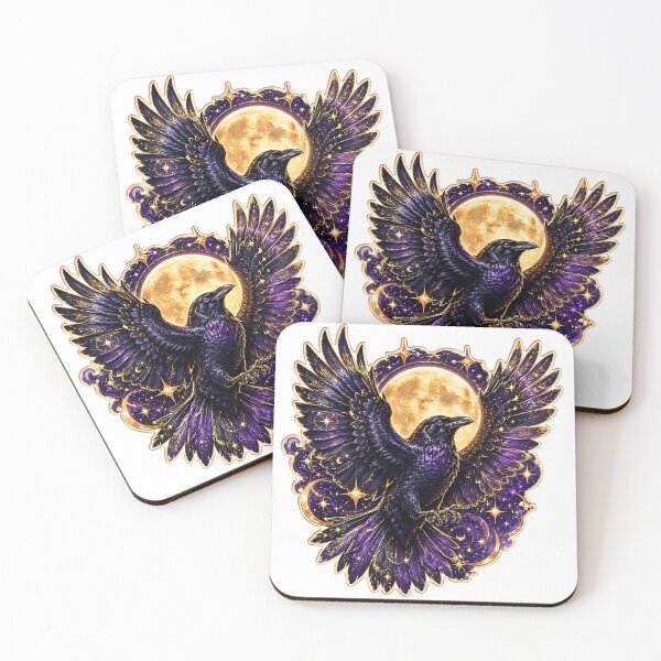 Item preview, Celestial Raven Sticker Full Moon designed and sold by BullesDePixels.