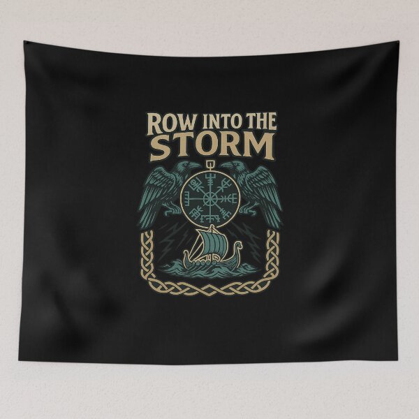 Item preview, Row Into the Storm Viking Longship Vegvisir Compass designed and sold by Mythborn Saga.
