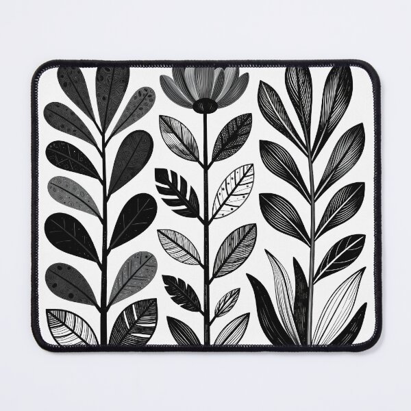 Item preview, Black White Botanical Linocut Plants Flower Ink Art designed and sold by Fariks.