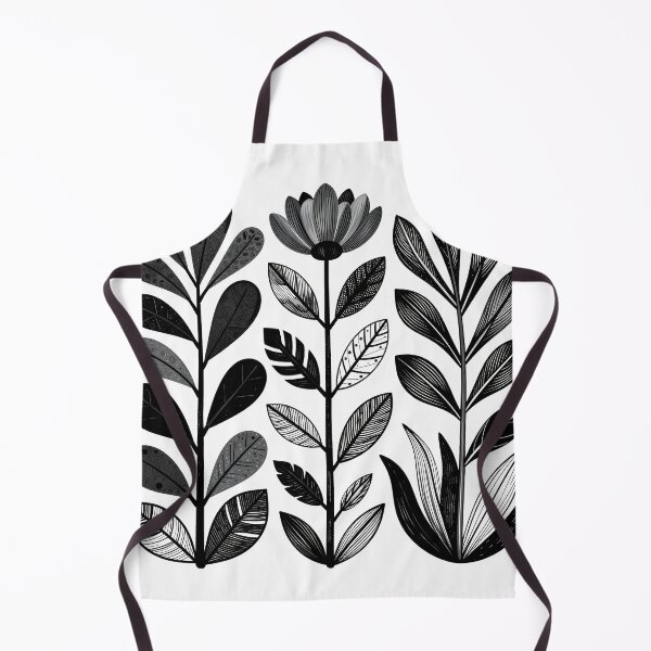 Item preview, Black White Botanical Linocut Plants Flower Ink Art designed and sold by Fariks.