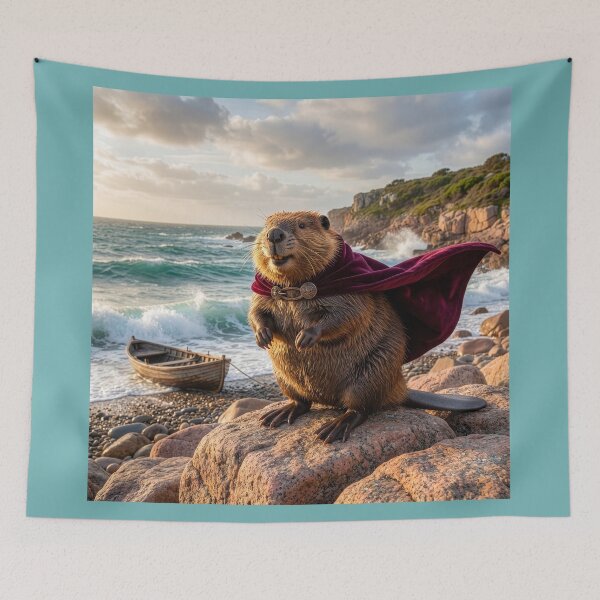 Item preview, Wandering Beaver Lands on Pink Granite Coast designed and sold by Tridentulus.