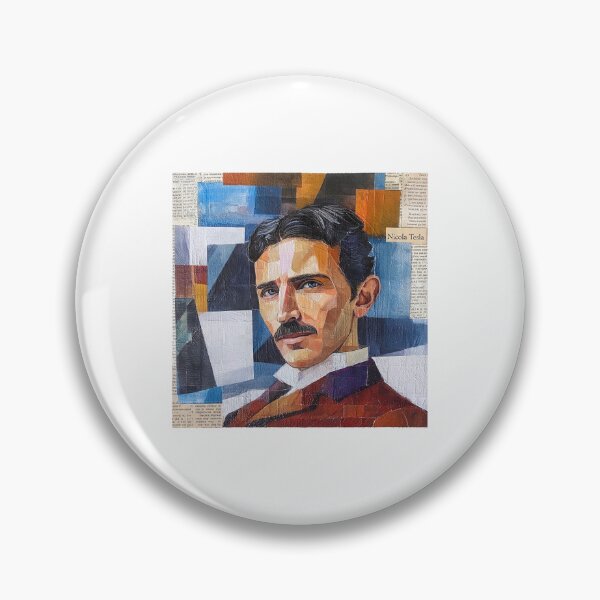 Item preview, Nikola Tesla – Inventor Collage Portrait Art Print | Electricity Science Engineering Poster designed and sold by OzzFrequency.