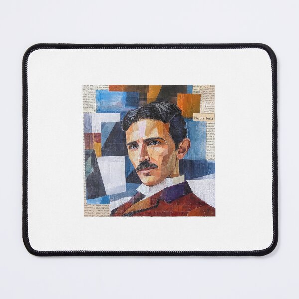Item preview, Nikola Tesla – Inventor Collage Portrait Art Print | Electricity Science Engineering Poster designed and sold by OzzFrequency.