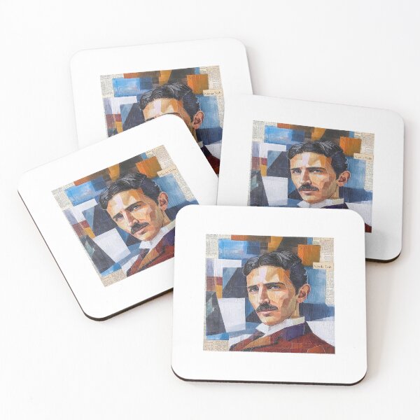 Item preview, Nikola Tesla – Inventor Collage Portrait Art Print | Electricity Science Engineering Poster designed and sold by OzzFrequency.