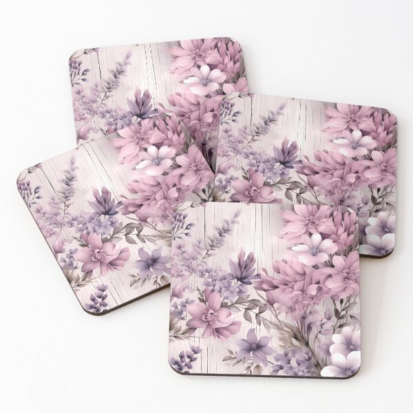 Item preview, Blush Lavender Floral Wood Planks Pattern designed and sold by WatercolorLane.
