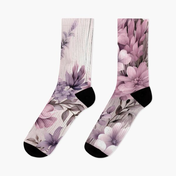 Item preview, Blush Lavender Floral Wood Planks Pattern designed and sold by WatercolorLane.