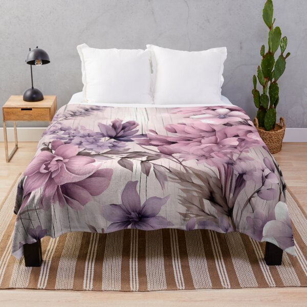 Item preview, Blush Lavender Floral Wood Planks Pattern designed and sold by WatercolorLane.