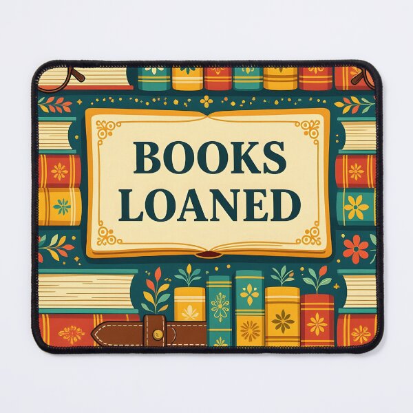 Item preview, “BOOKS LOANED” colorful old notebooks and books designed and sold by Ponted.