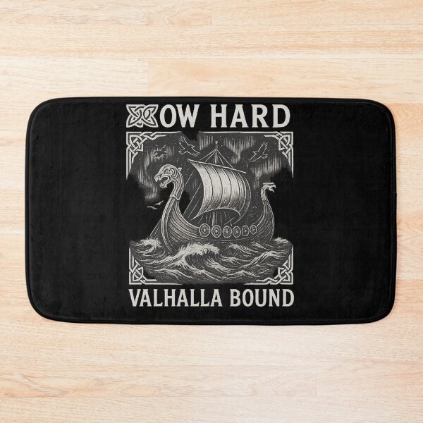 Item preview, Row Hard Valhalla Bound Viking Longship Woodcut designed and sold by Mythborn Saga.