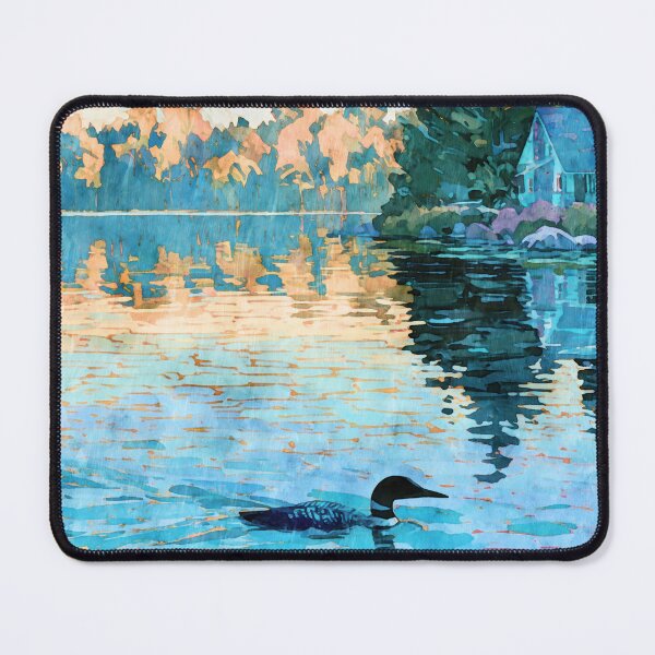 Item preview, Loon Lake Cabin Sunset Watercolor designed and sold by Janine Aykens.
