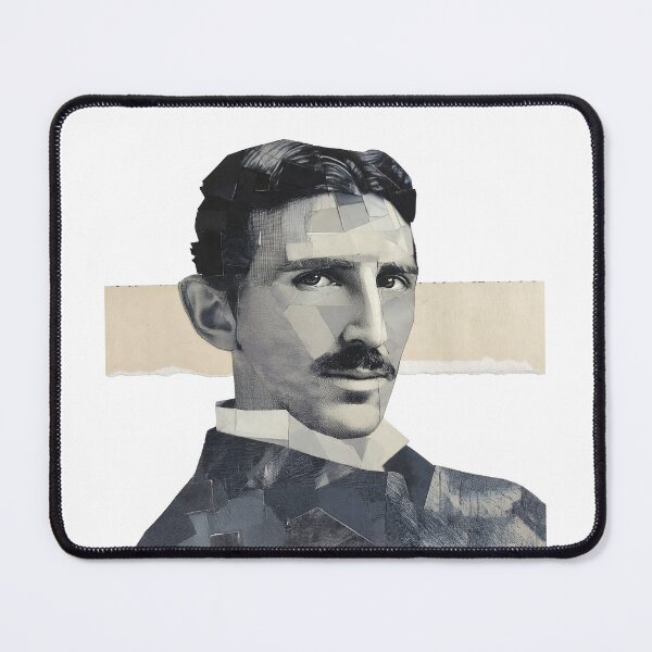 Item preview, Nikola Tesla – Inventor Collage Portrait Art Print | Electricity Science Engineering Poster designed and sold by OzzFrequency.