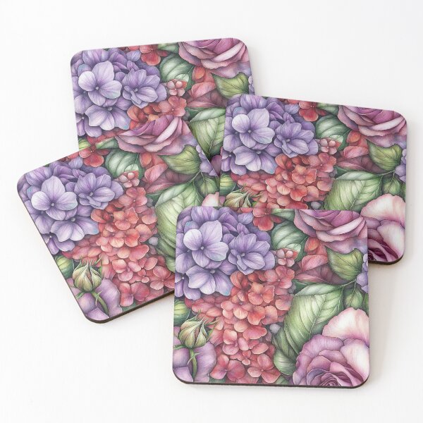 Item preview, Romantic Purple Pink Floral Garden Pattern designed and sold by WatercolorLane.