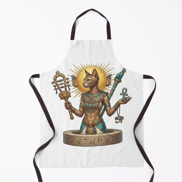 Item preview, Ancient Egyptian Cat Goddess Bastet Sacred Protector Gold & Teal Art designed and sold by Queen Cleopatra.