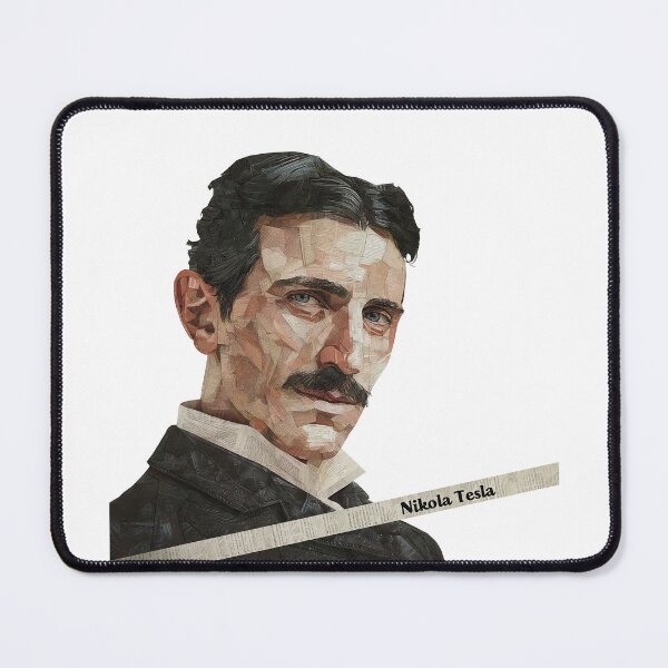 Item preview, Nikola Tesla – Inventor Collage Portrait Art Print | Electricity Science Engineering Poster designed and sold by OzzFrequency.