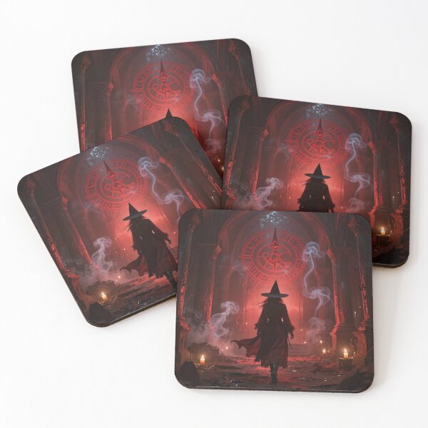Item preview, magnific ancient temple interior bathed in crimson candleli designed and sold by tim tal.