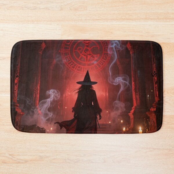 Item preview, magnific ancient temple interior bathed in crimson candleli designed and sold by tim tal.