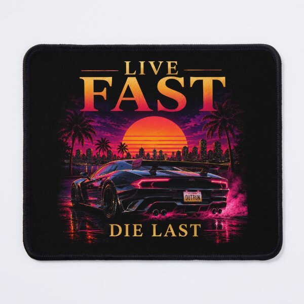 Item preview, Live Fast Die Last Retro Supercar Tee | Synthwave Sunset Streetwear Art | Neon Outrun Aesthetic designed and sold by Emoji Emblems.