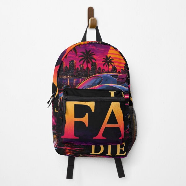 Item preview, Live Fast Die Last Retro Supercar Tee | Synthwave Sunset Streetwear Art | Neon Outrun Aesthetic designed and sold by Emoji Emblems.