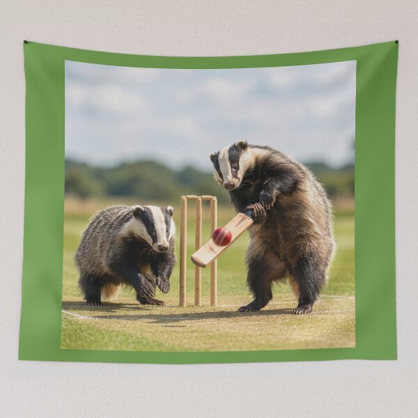 Item preview, Badgers Play Game of Cricket designed and sold by Tridentulus.