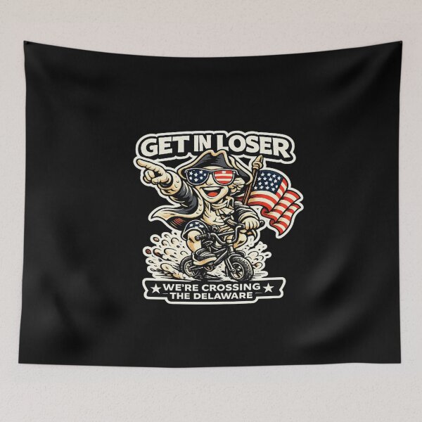 Item preview, Get In Loser We’re Crossing The Delaware Funny George Washington BMX Meme  designed and sold by VibeOffline Studio.