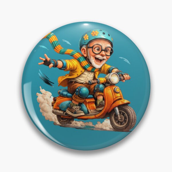 Item preview, Active Senior Man Riding an Orange Motor Scooter Funny Grandpa Illustration designed and sold by kornkobart.