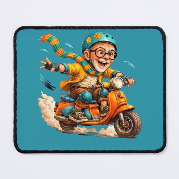 Item preview, Active Senior Man Riding an Orange Motor Scooter Funny Grandpa Illustration designed and sold by kornkobart.