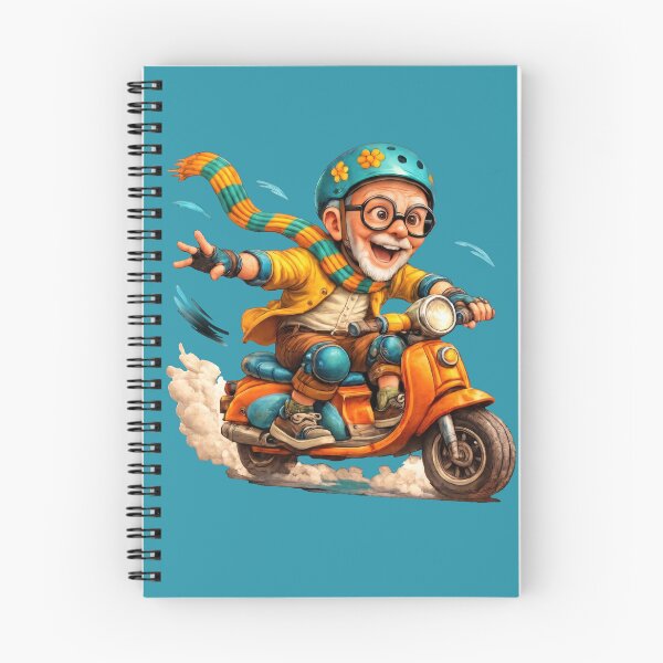 Item preview, Active Senior Man Riding an Orange Motor Scooter Funny Grandpa Illustration designed and sold by kornkobart.