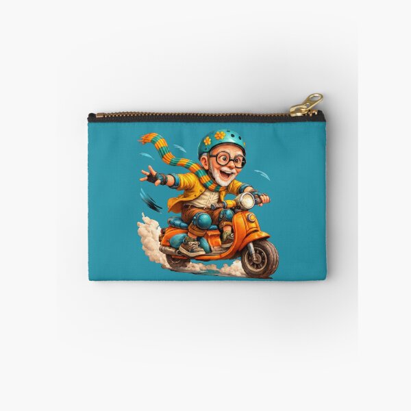 Item preview, Active Senior Man Riding an Orange Motor Scooter Funny Grandpa Illustration designed and sold by kornkobart.