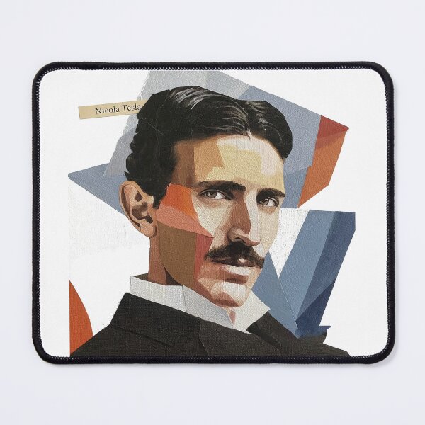 Item preview, Nikola Tesla – Inventor Collage Portrait Art Print | Electricity Science Engineering Poster designed and sold by OzzFrequency.