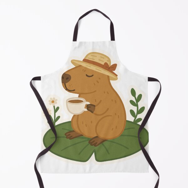 Item preview, Cottagecore Capybara Drinking Tea on Lily Pad designed and sold by pirestickers.