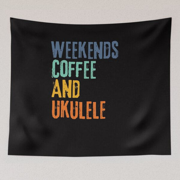 Item preview, Funny Retro Weekends Coffee and Ukulele designed and sold by WeirdlyRare.