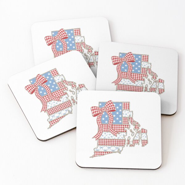 Item preview, Cute Patriotic Rhode Island Map with Red Gingham Bow designed and sold by Paper Drip.