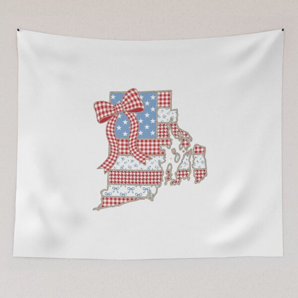 Item preview, Cute Patriotic Rhode Island Map with Red Gingham Bow designed and sold by Paper Drip.