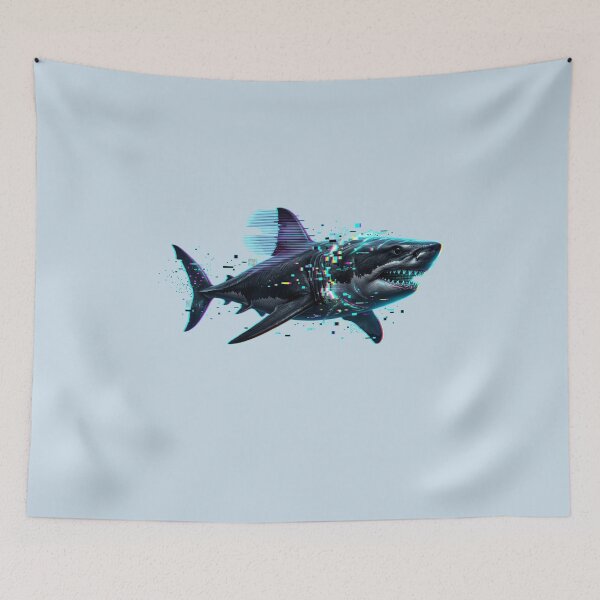 Item preview, Glitch Shark Crash Neon Binary Digital Glitchbeasts designed and sold by GhezArt.