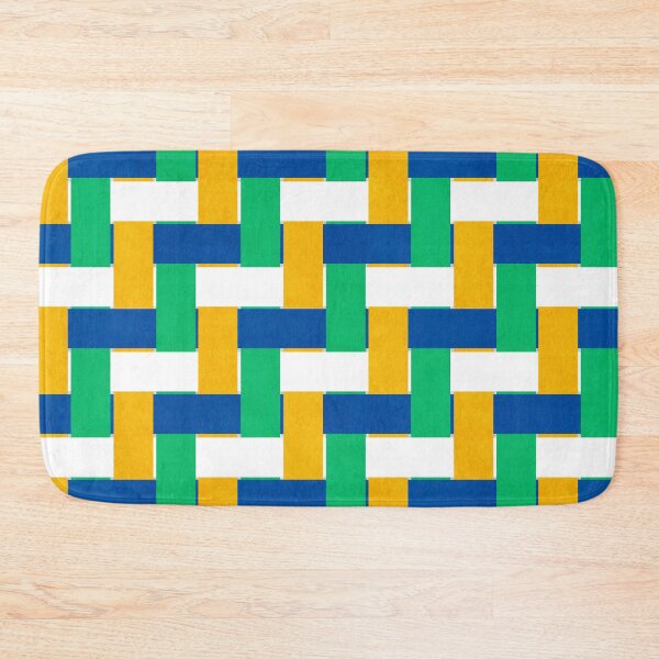 Item preview, Textured Interwoven Lattice of Blue Yellow White and Green Stripes designed and sold by ArtyFridgees.