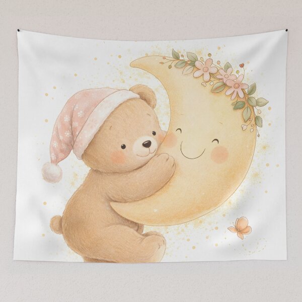 Item preview, God’s Perfect Plan Cute Teddy Bear Moon Nursery Quote designed and sold by LoveNurseries.