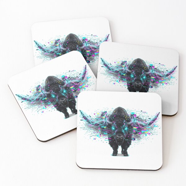 Item preview, Glitch Bison Overload Neon Lightning Glitchbeasts designed and sold by GhezArt.