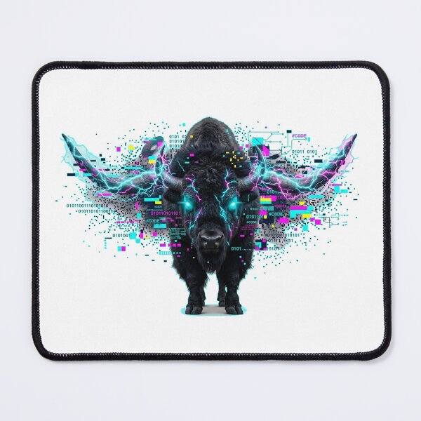 Item preview, Glitch Bison Overload Neon Lightning Glitchbeasts designed and sold by GhezArt.