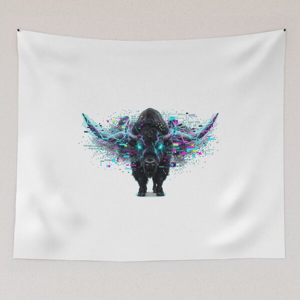 Item preview, Glitch Bison Overload Neon Lightning Glitchbeasts designed and sold by GhezArt.