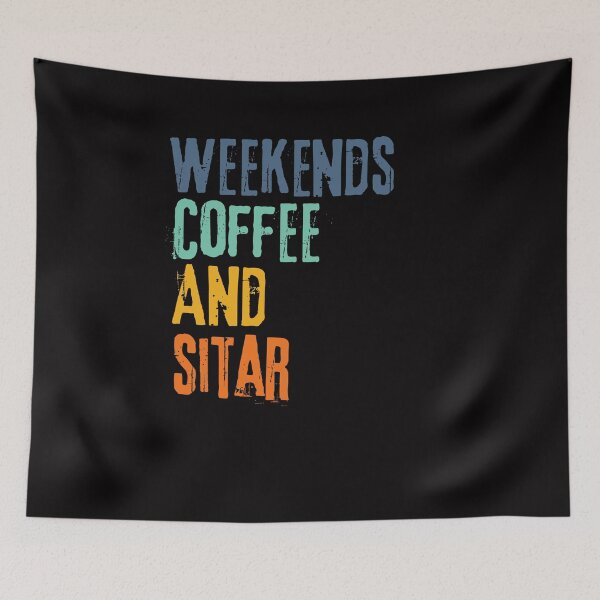 Item preview, Funny Retro Weekends Coffee and Sitar designed and sold by WeirdlyRare.