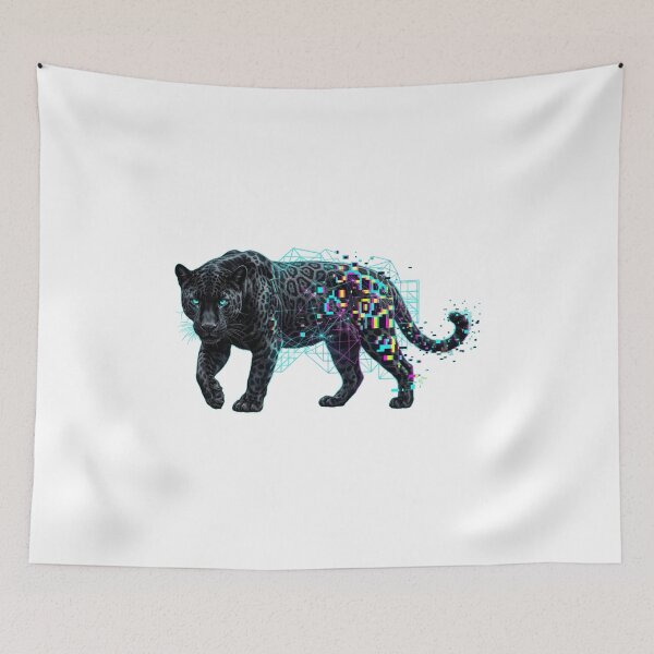 Item preview, Glitch Jaguar 404 Neon Digital Art Glitchbeasts designed and sold by GhezArt.