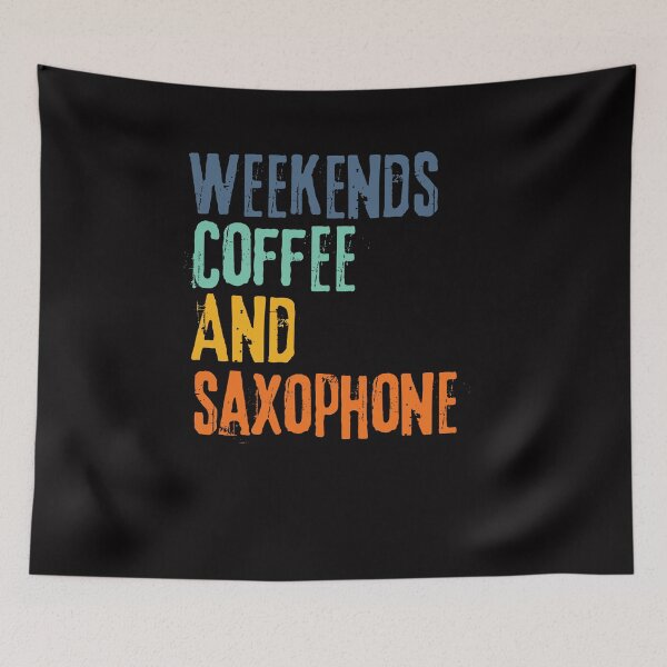 Item preview, Funny Retro Weekends Coffee and Saxophone designed and sold by WeirdlyRare.