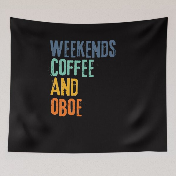 Item preview,  Funny Retro Weekends Coffee and Oboe designed and sold by WeirdlyRare.